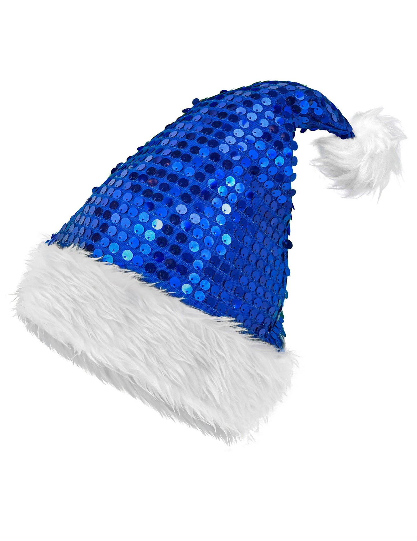 Felnőtt kék flitteres karácsonyi sapka