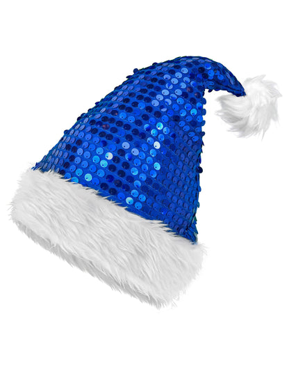 Felnőtt kék flitteres karácsonyi sapka