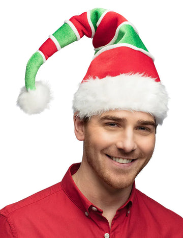 Felnőtt vörös és zöld csíkos karácsonyi kalap