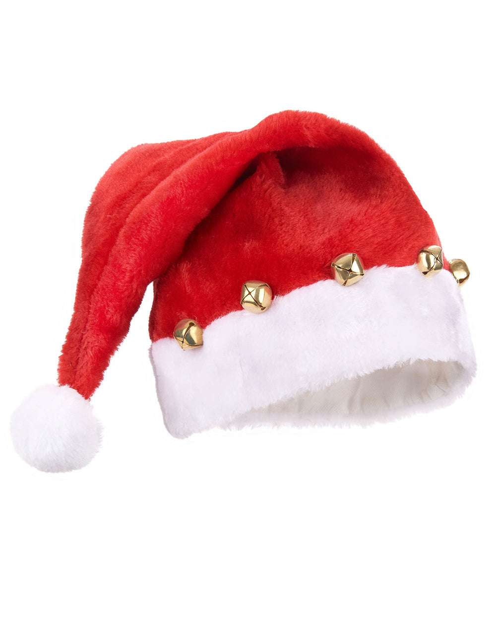 Bonnet de Père Noël pour adulte rouge et blanc avec grelots dorés
