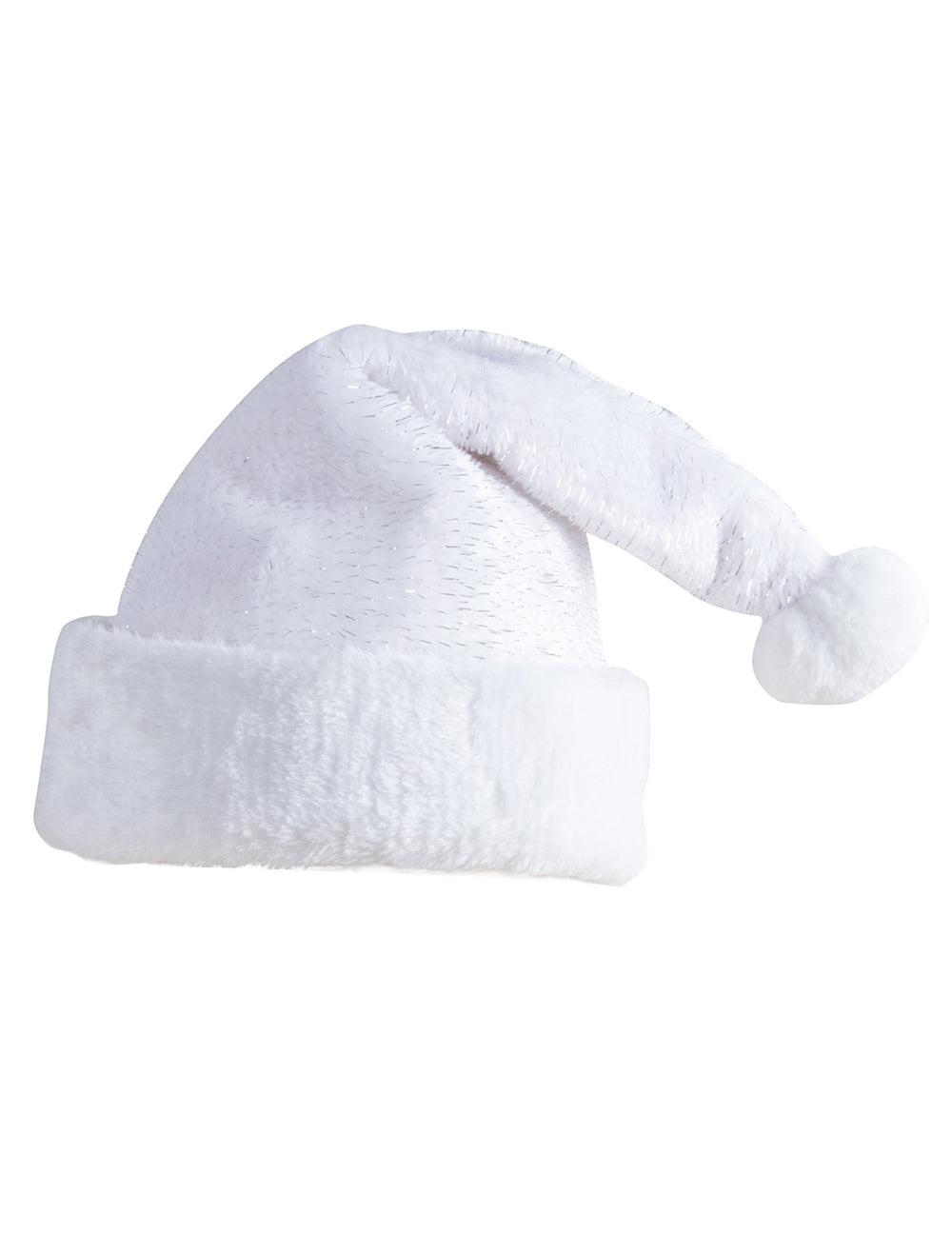 Vue de profil du bonnet de Père Noël pour enfant blanc et argent