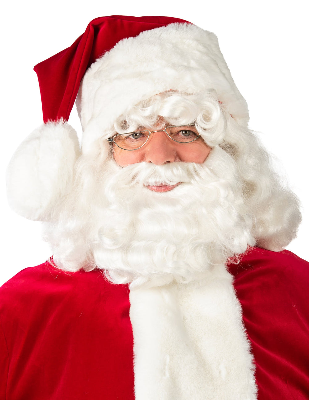 Bonnet de Père Noël Luxe pour adulte rouge et blanc avec bordure en peluche épaisse