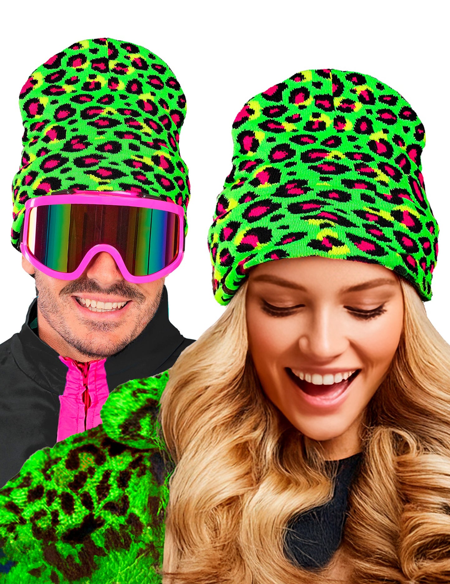 Felnőtt fluoreszkáló zöld leopárd sapka 