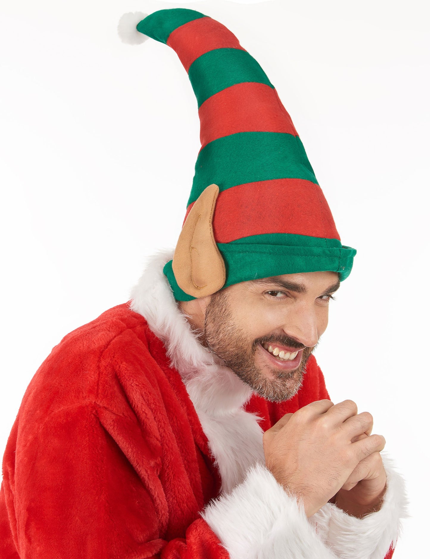 Mikulás Lutin motorháztető felnőtt fülekkel csíkos