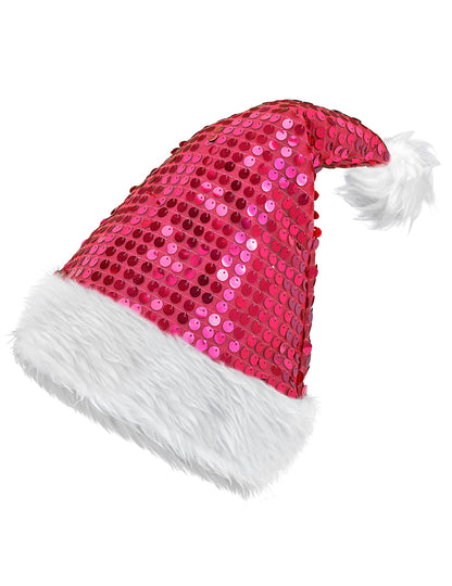 Felnőtt rózsaszín flitteres karácsonyi sapka