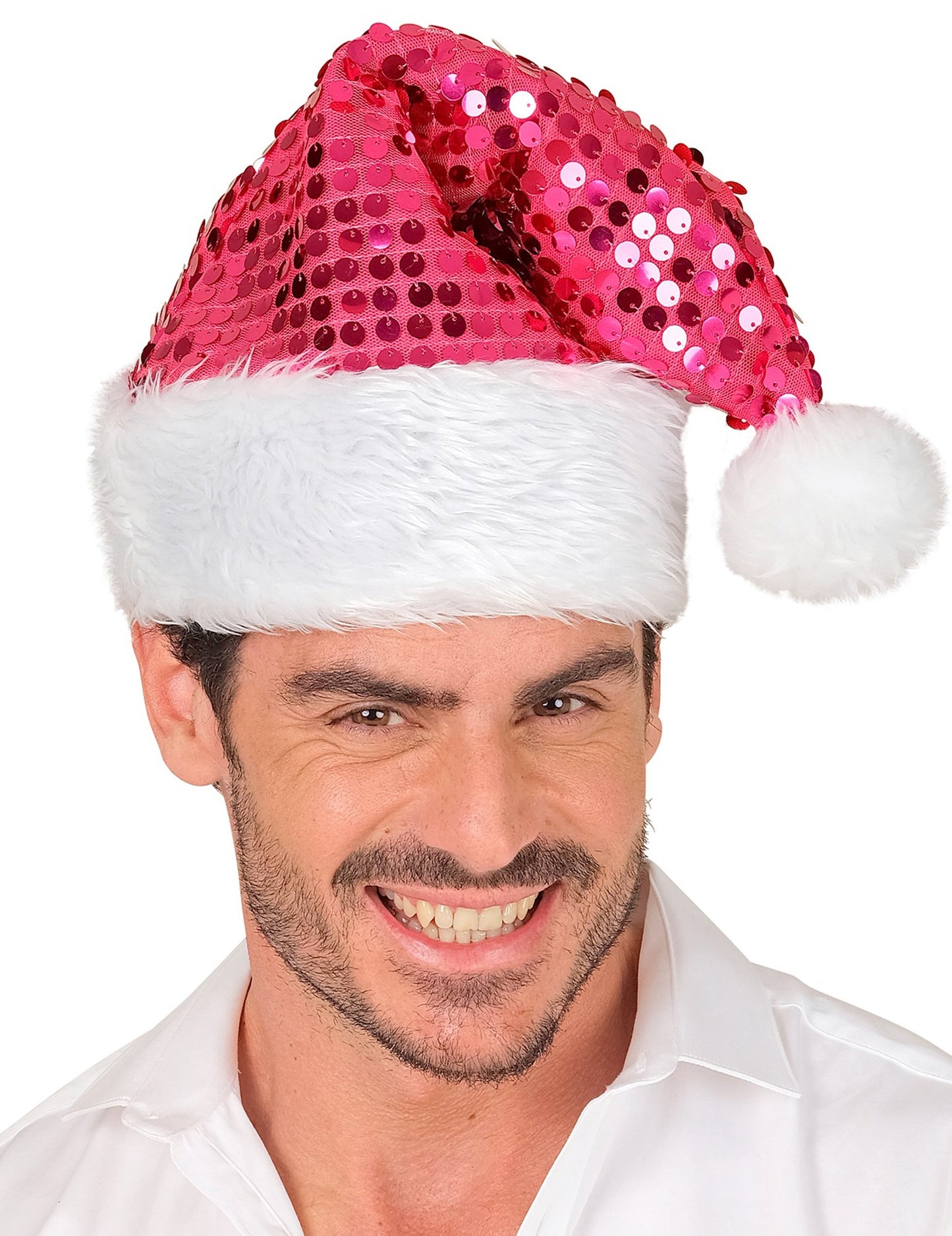 Felnőtt rózsaszín flitteres karácsonyi sapka