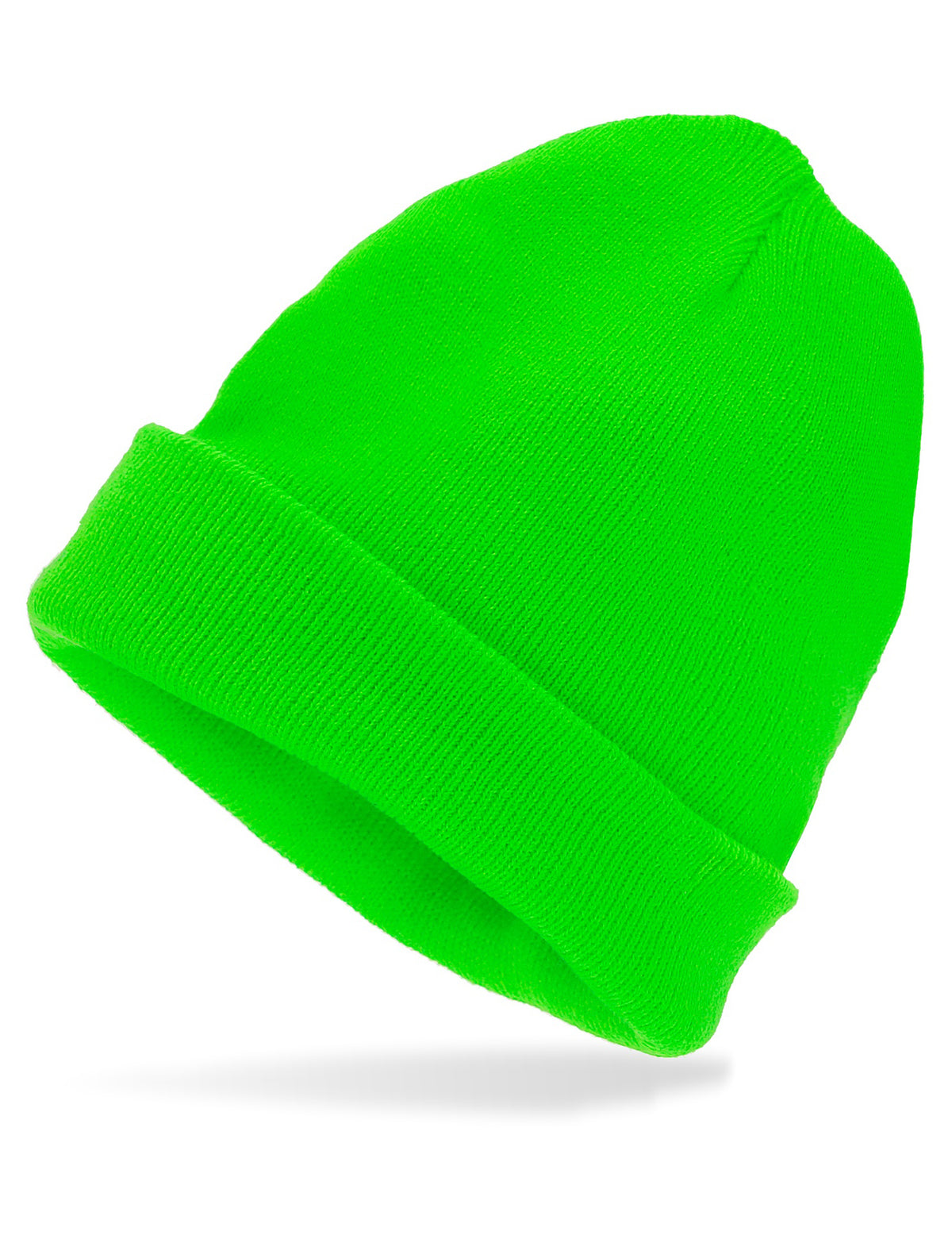Vue de profil du bonnet vert fluo pour adulte
