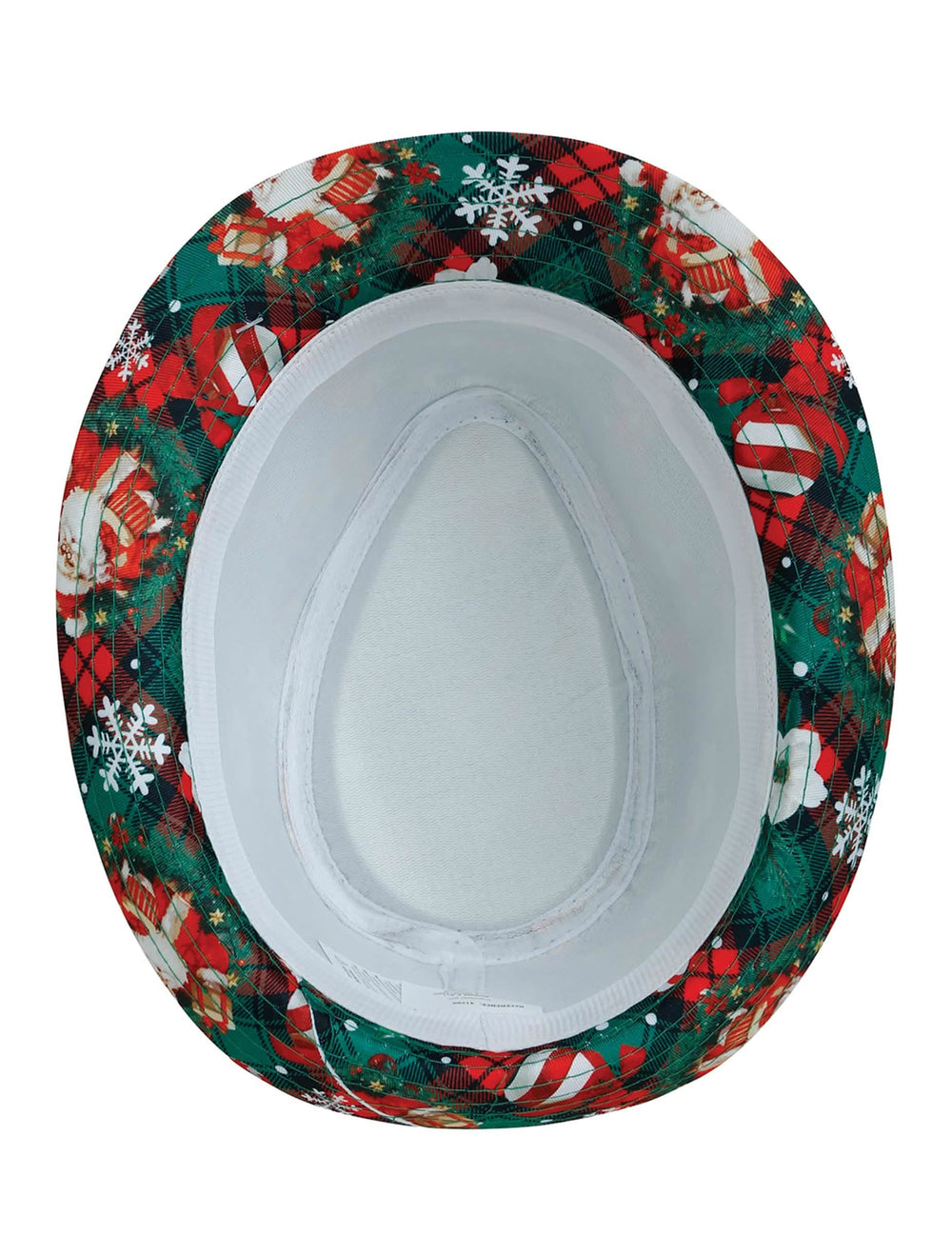 Vue de l'intérieur du Borsalino tartan et motifs de Noël