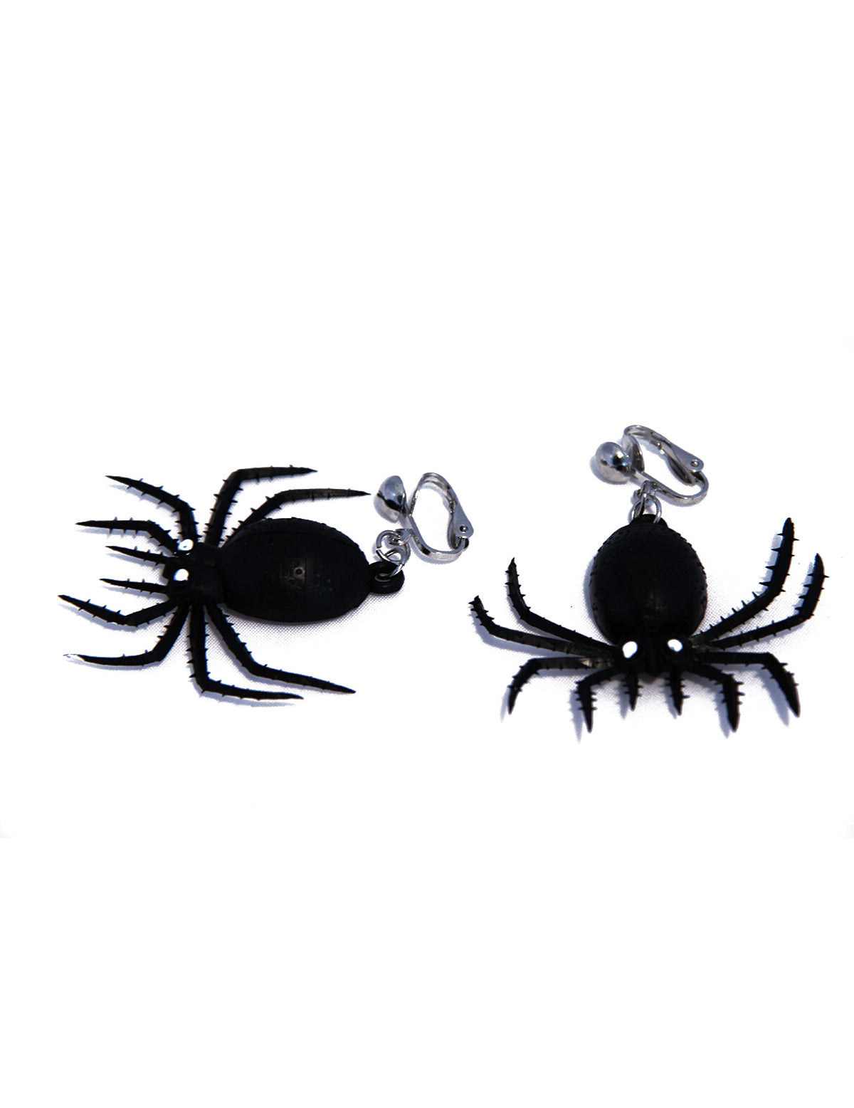 Détail du système d'attache à clips des boucles d'oreilles araignées