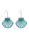 Boucles d'oreilles coquillages brillants pour adulte turquoise à paillettes