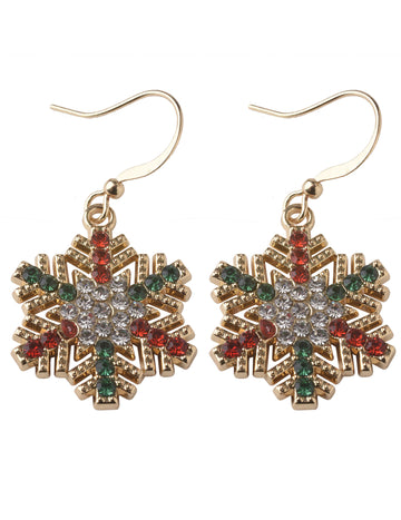 Strasszos karácsonyi hópehely fülbevalók 