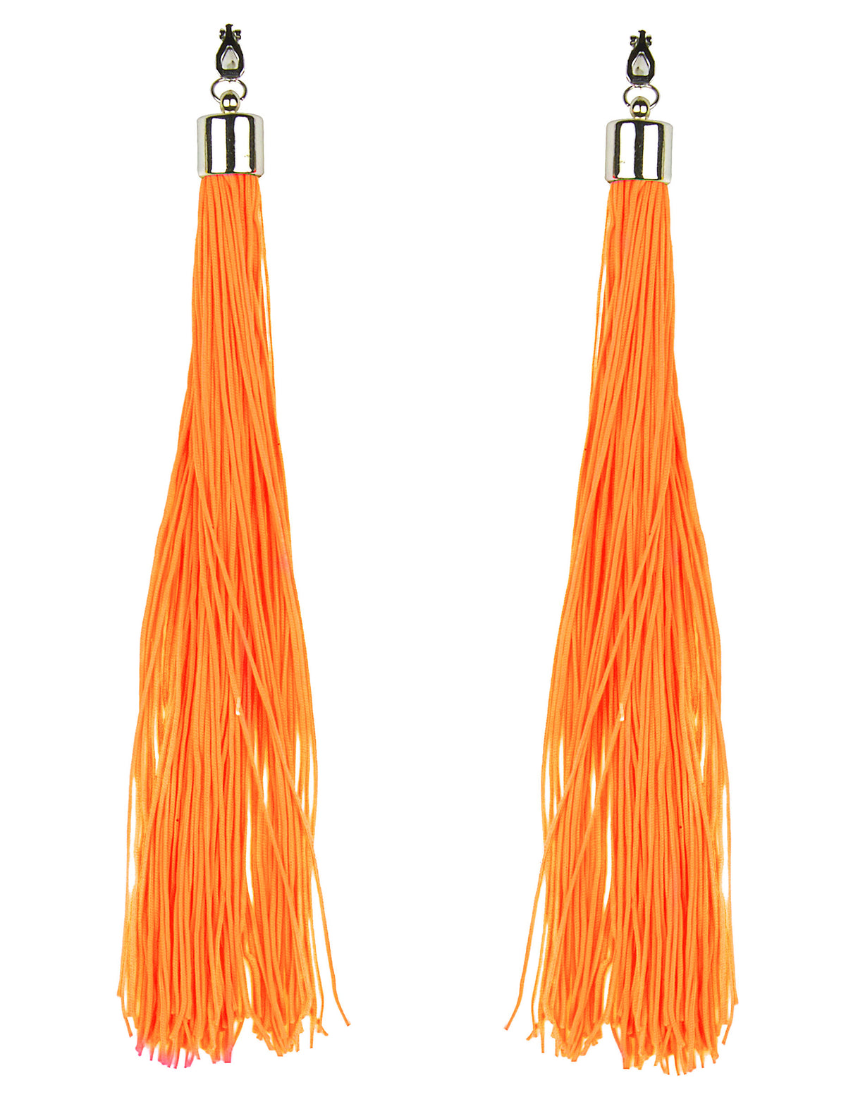 Boucles d'oreilles à franges pour adulte orange fluo
