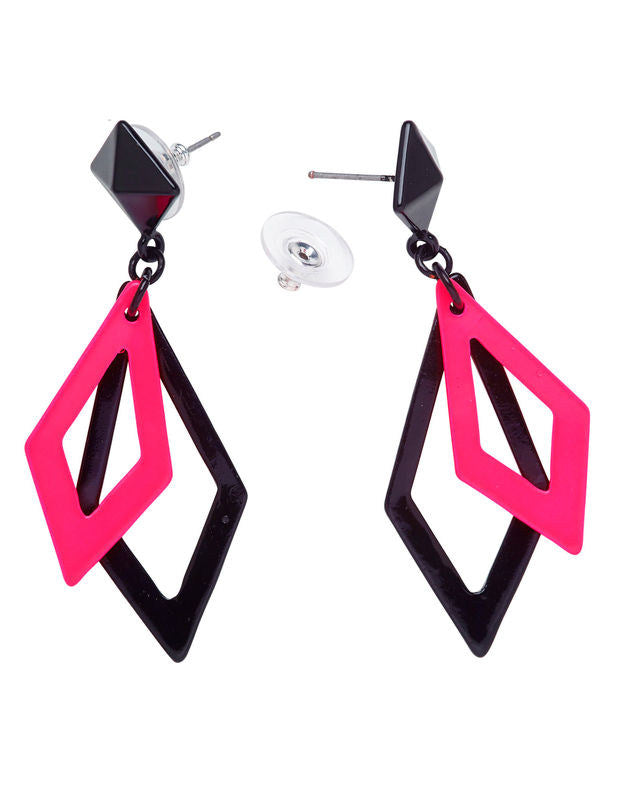 Női fekete és rózsaszín gyémánt fülbevalók