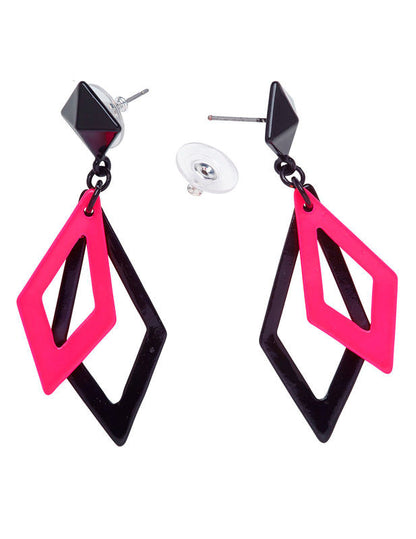 Női fekete és rózsaszín gyémánt fülbevalók