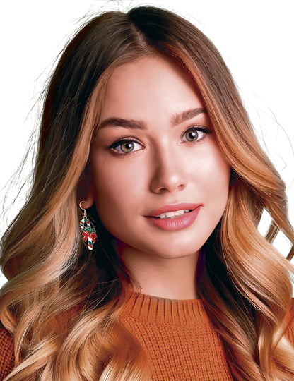 Karácsonyi cukorpálcás fém fülbevalók