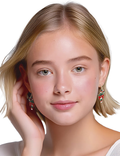 Karácsonyi cukorpálcás fém fülbevalók