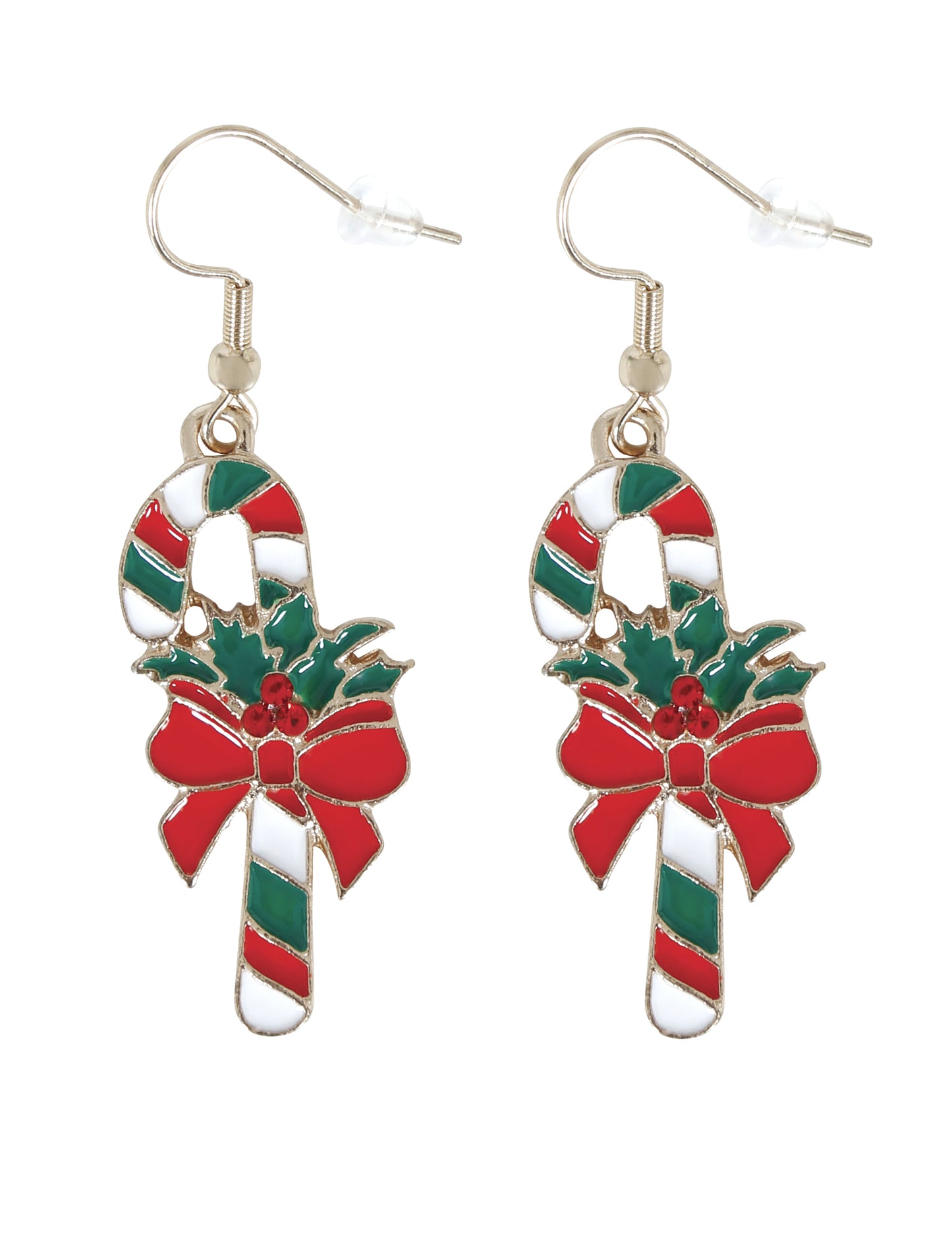 Karácsonyi cukorpálcás fém fülbevalók