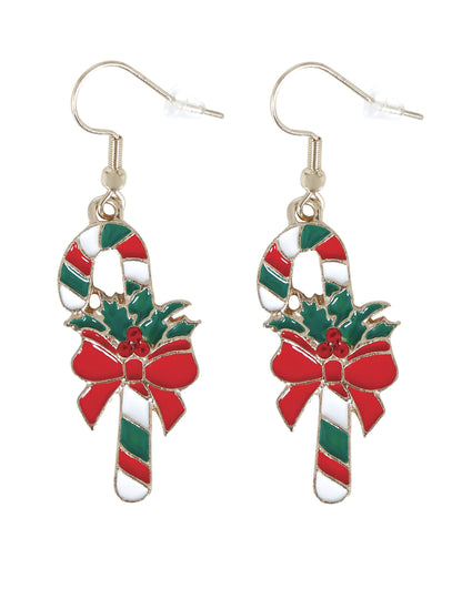 Karácsonyi cukorpálcás fém fülbevalók