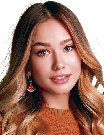 Karácsonyi kalap fém fülbevalók