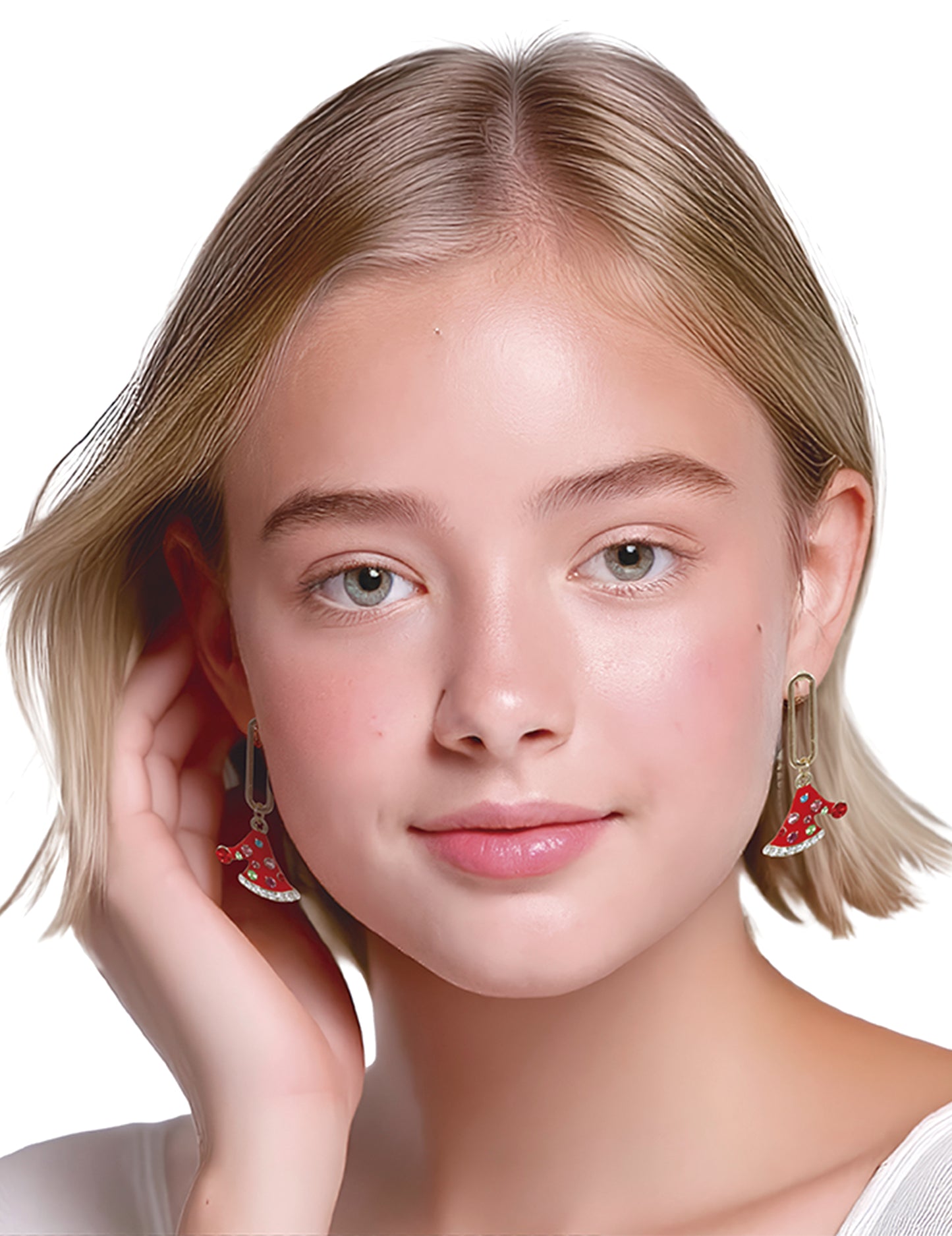 Karácsonyi kalap fém fülbevalók