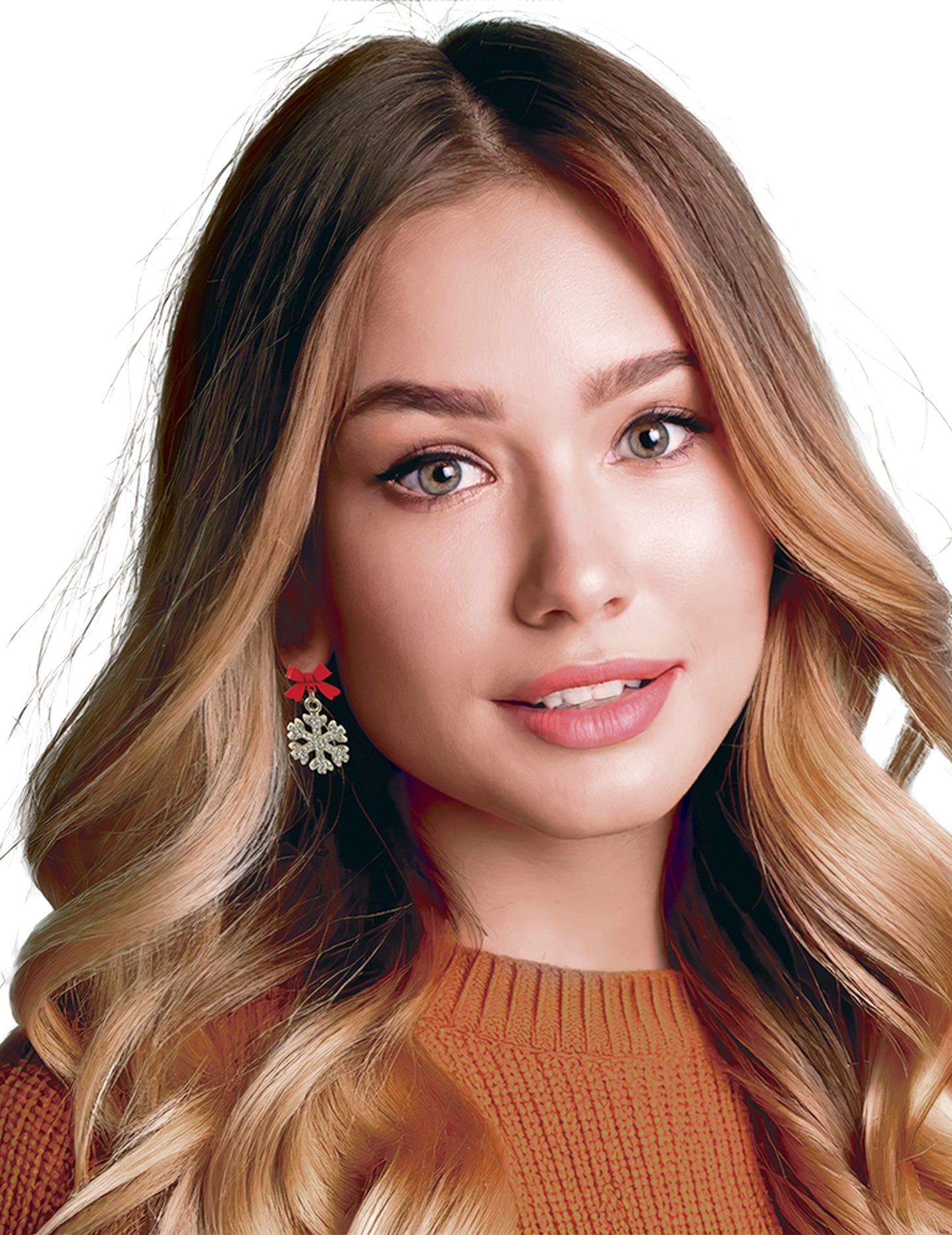 Fémes fülbevalók csillogó hópelyhekkel