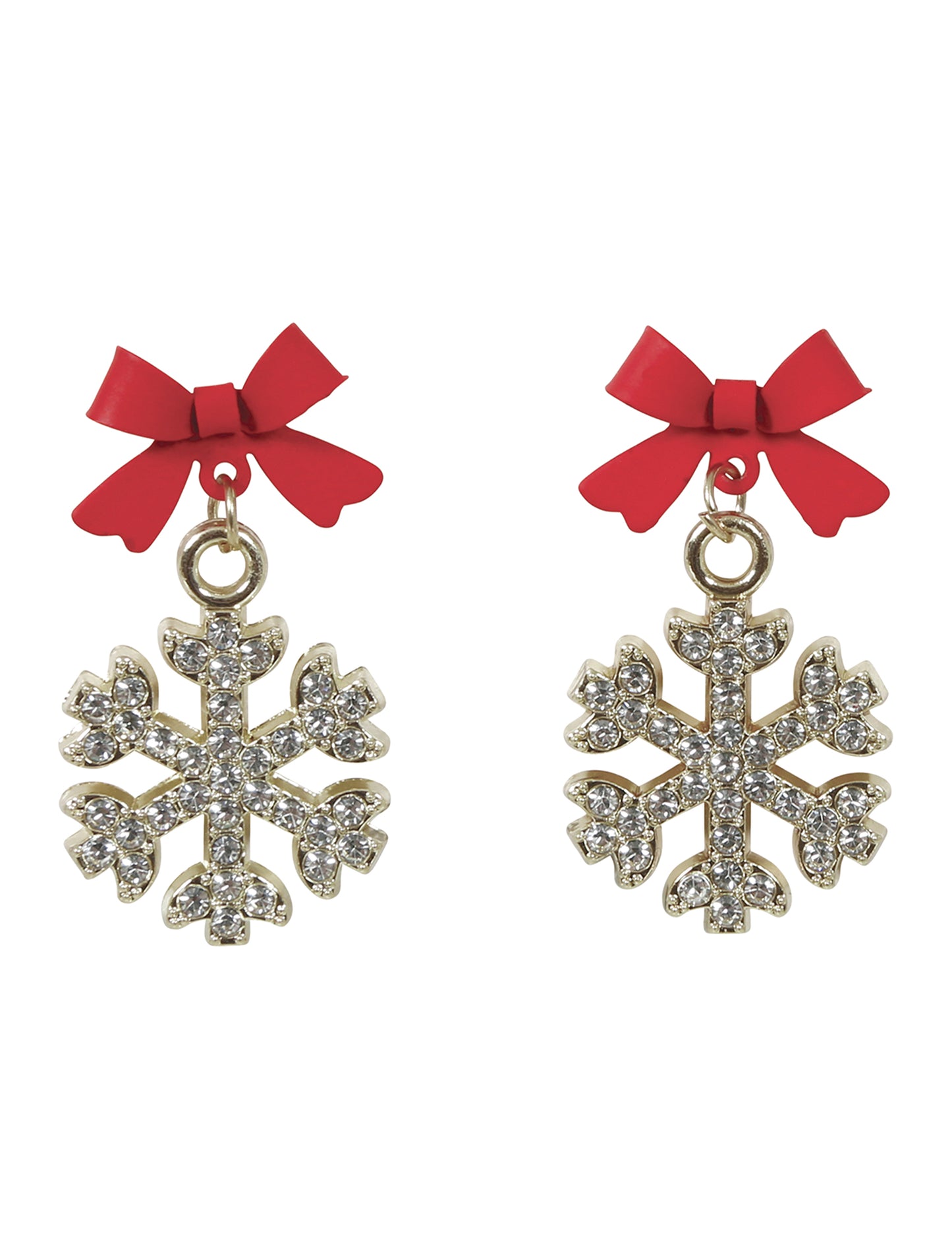 Fémes fülbevalók csillogó hópelyhekkel