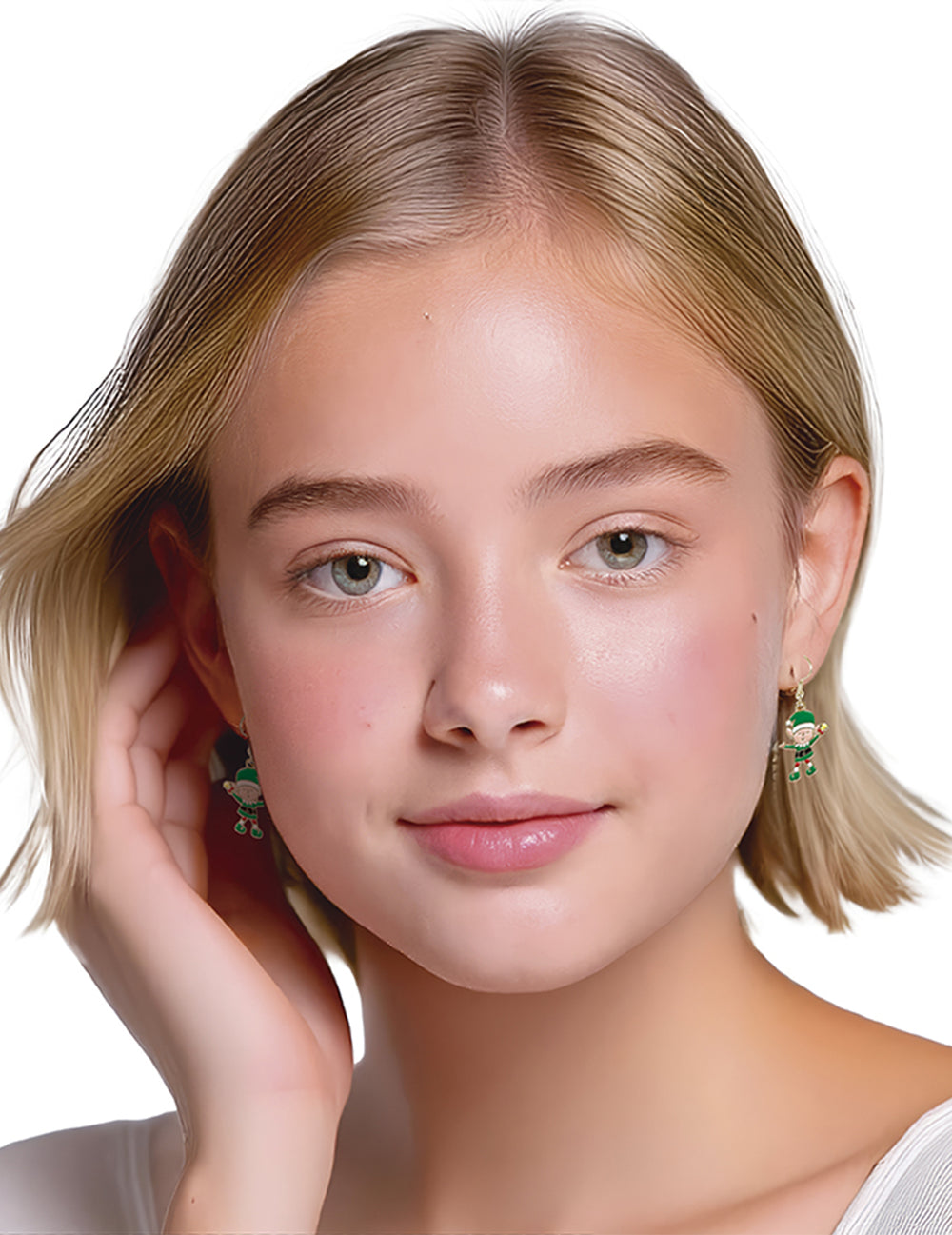 Boucles d'oreilles métalliques lutins de Noël pour femme vertes et rouges