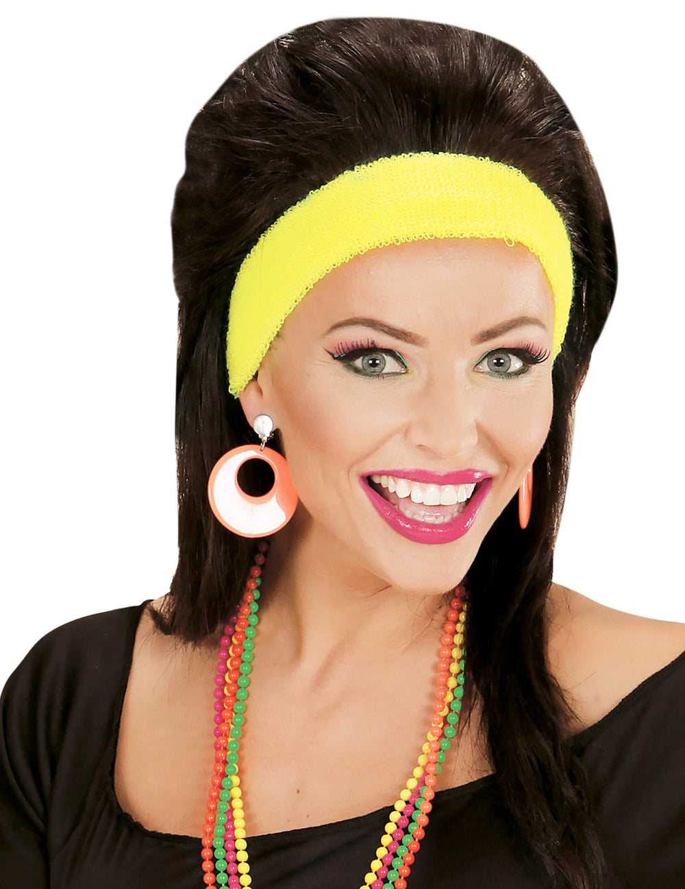 Vue de face des boucles d'oreilles orange fluo