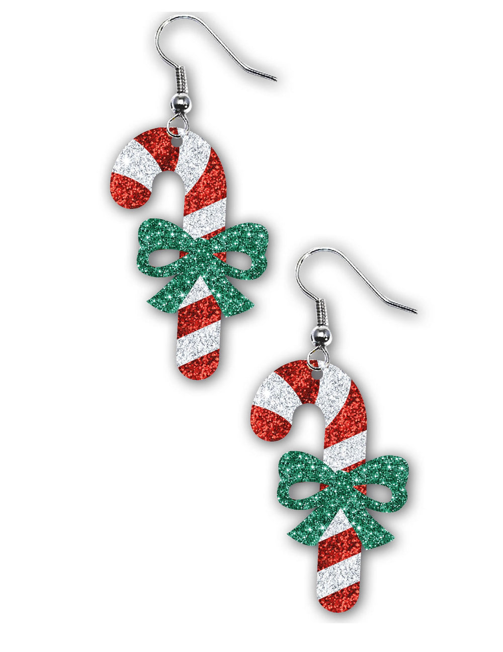 Gros plan des boucles d'oreilles sucre d'orge de Noël
