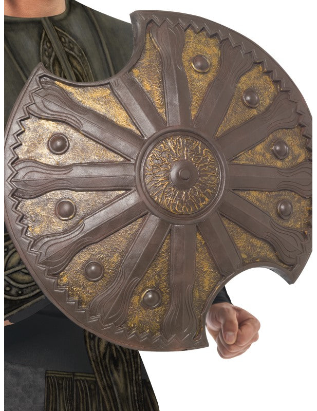Bouclier bronze pour adulte aux reflets dorés et texture antique