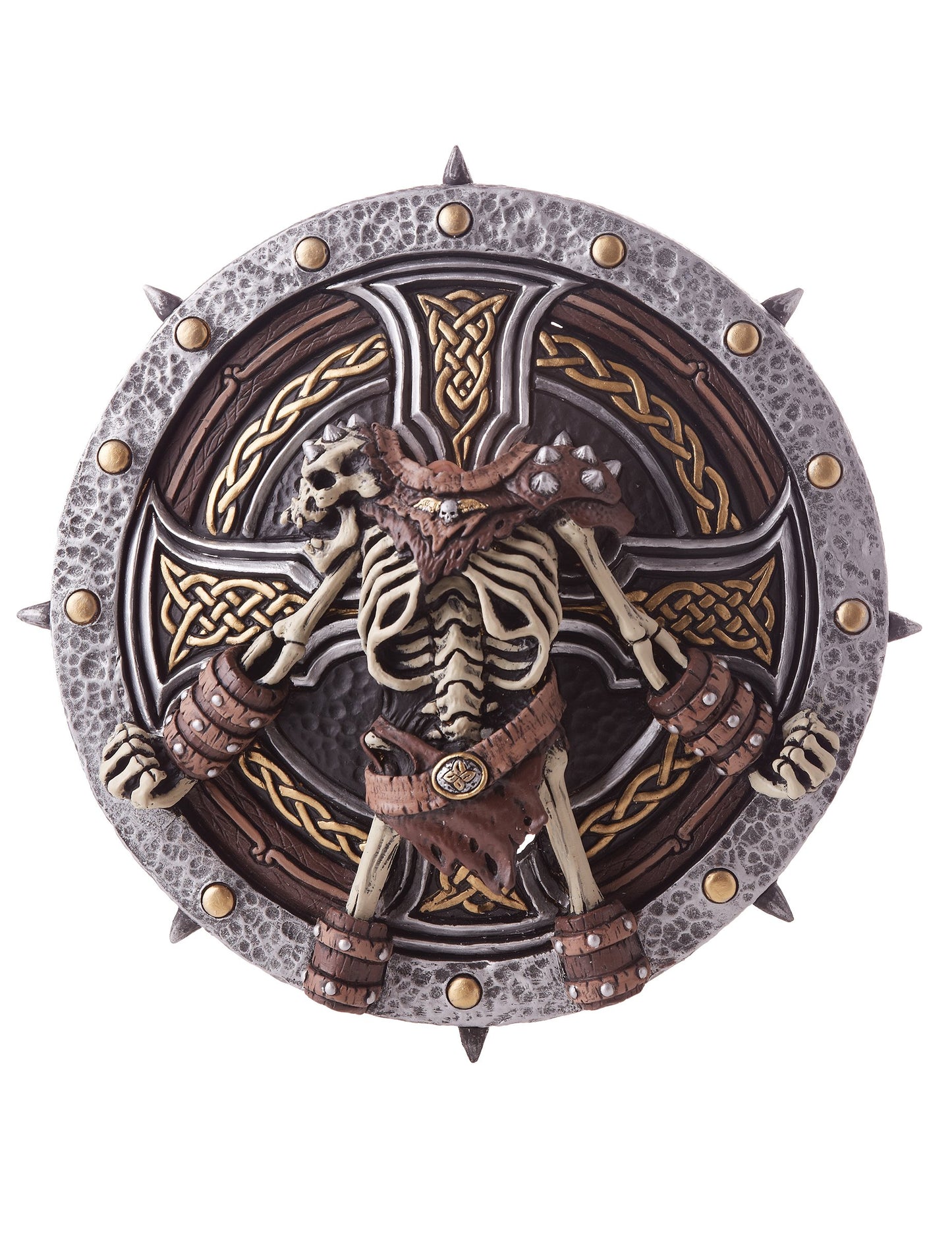 Détail du décor du bouclier et épée Viking en plastique