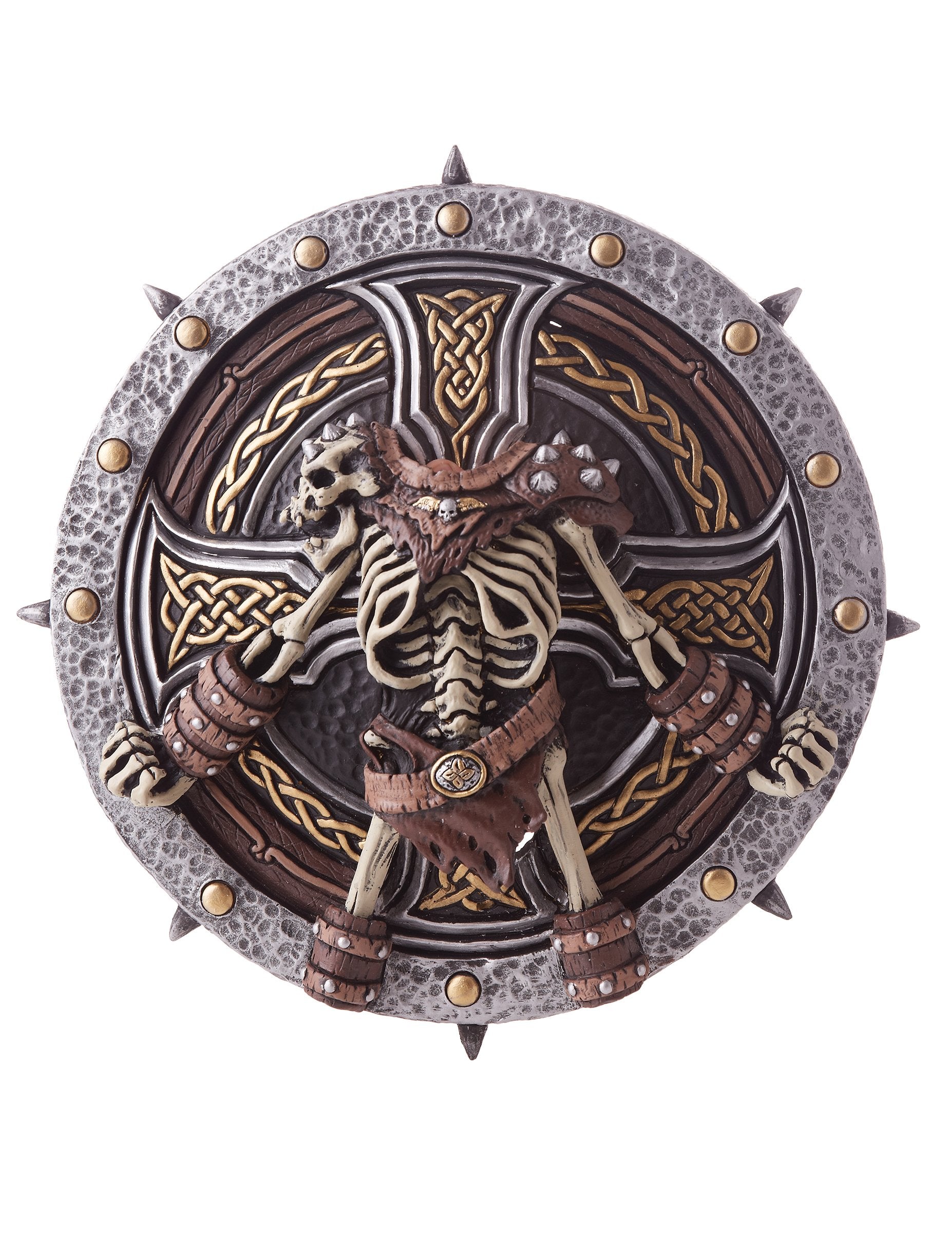 Détail du décor du bouclier et épée Viking en plastique