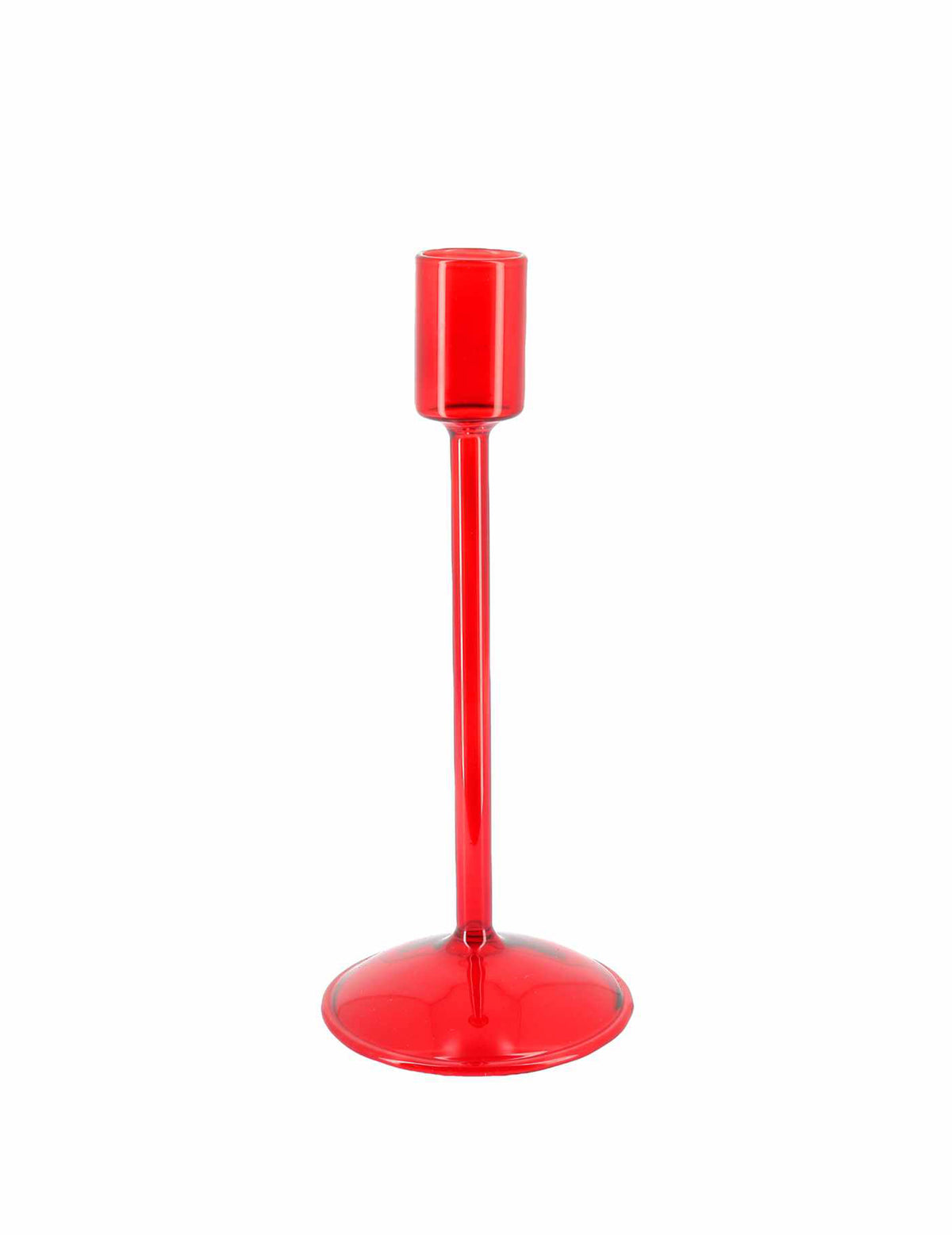 Bougeoir Élégance en verre rouge 8,5 x 20 cm
