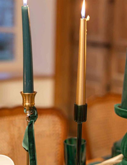 Bougeoir Élégance en verre vert anglais 8,5 x 20 cm