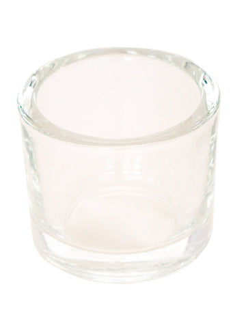 Kerek, átlátszó üveg gyertyatartó teamécsesekhez