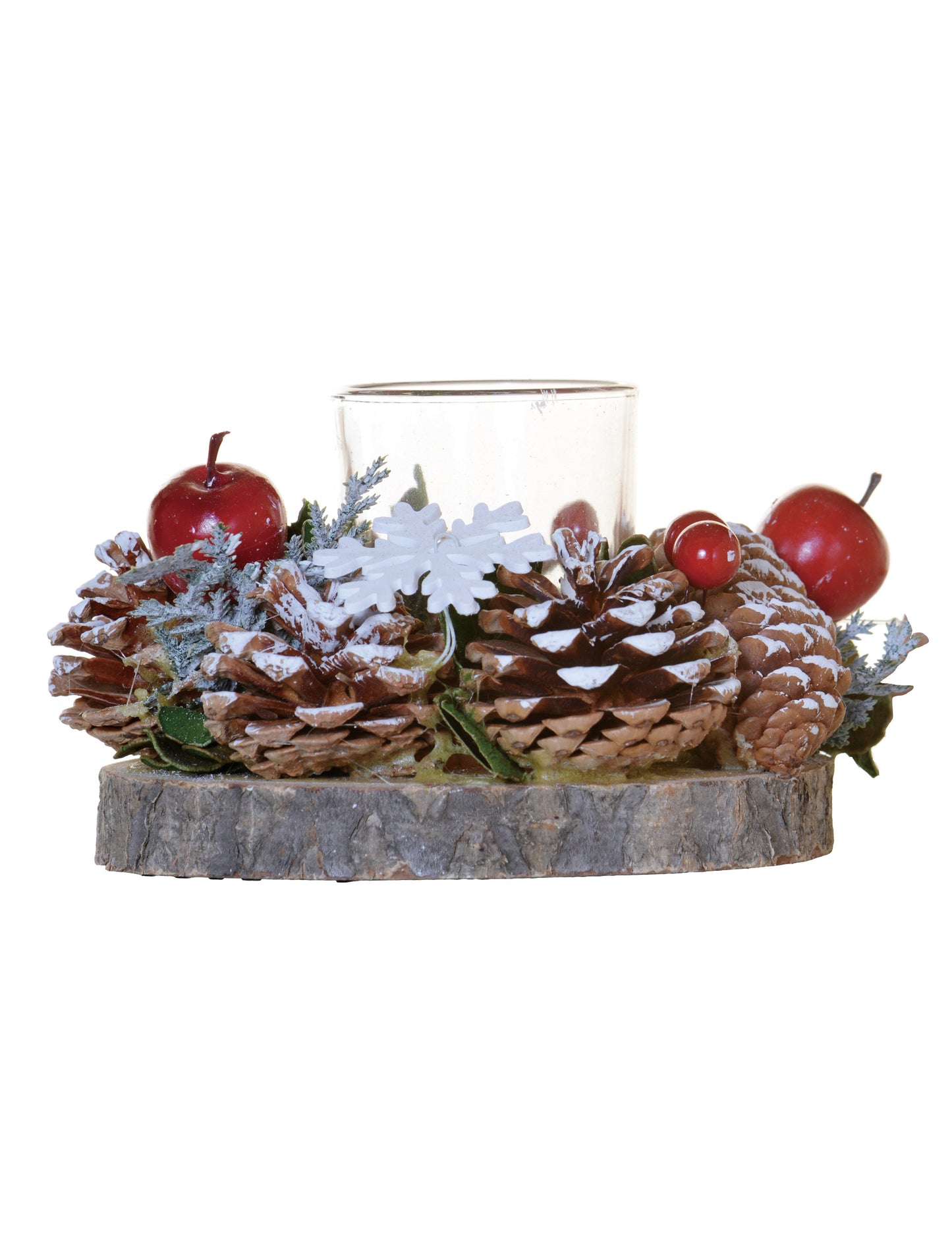 Fenyőtobozos, erdei bogyós mécsestartó 15 cm 