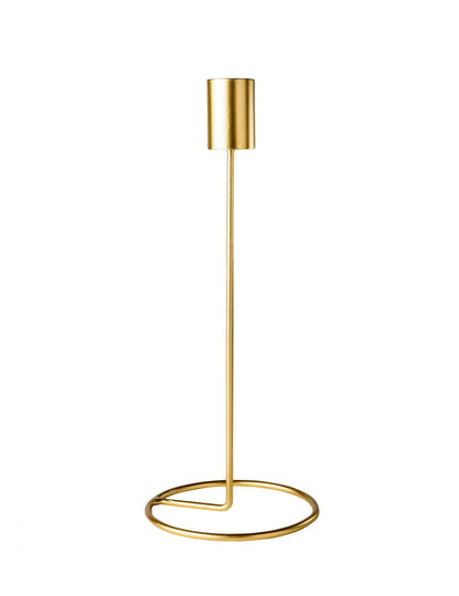 Designer gyertyatartó aranyszínű fém talpon, 23 x 9,5 cm cm asztalhoz