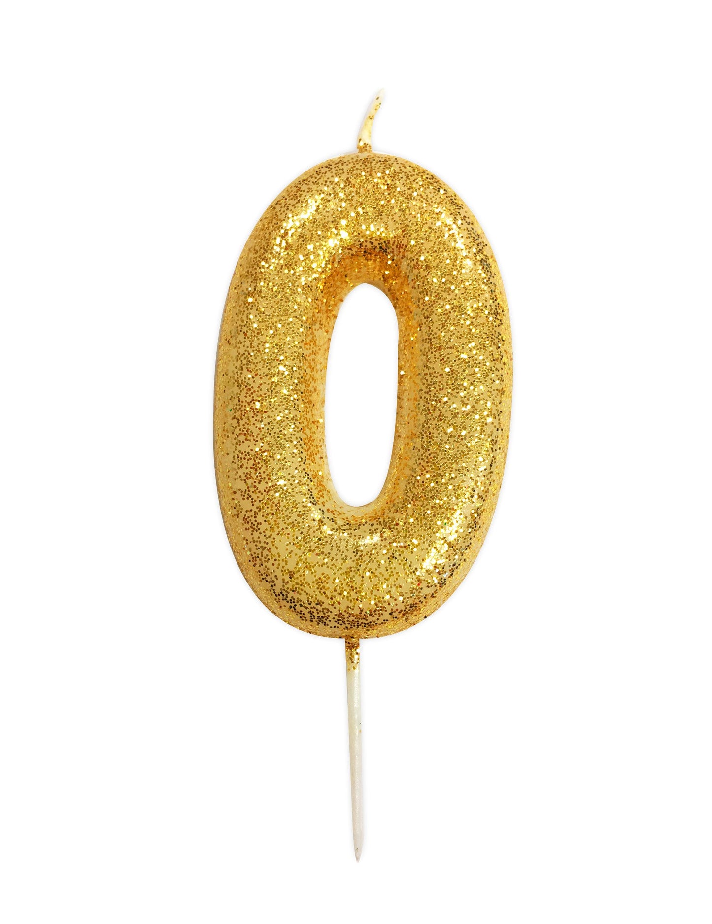 Arany csillámporos 0-s és 9-es számú gyertya cm
