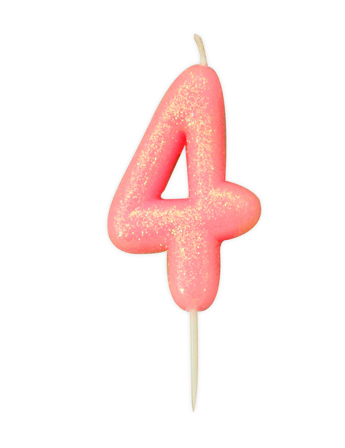 Bougie chiffre 4 pour anniversaire rose irisé