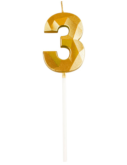 Arany számgyertya gyémánt hatással 5 cm születésnapra