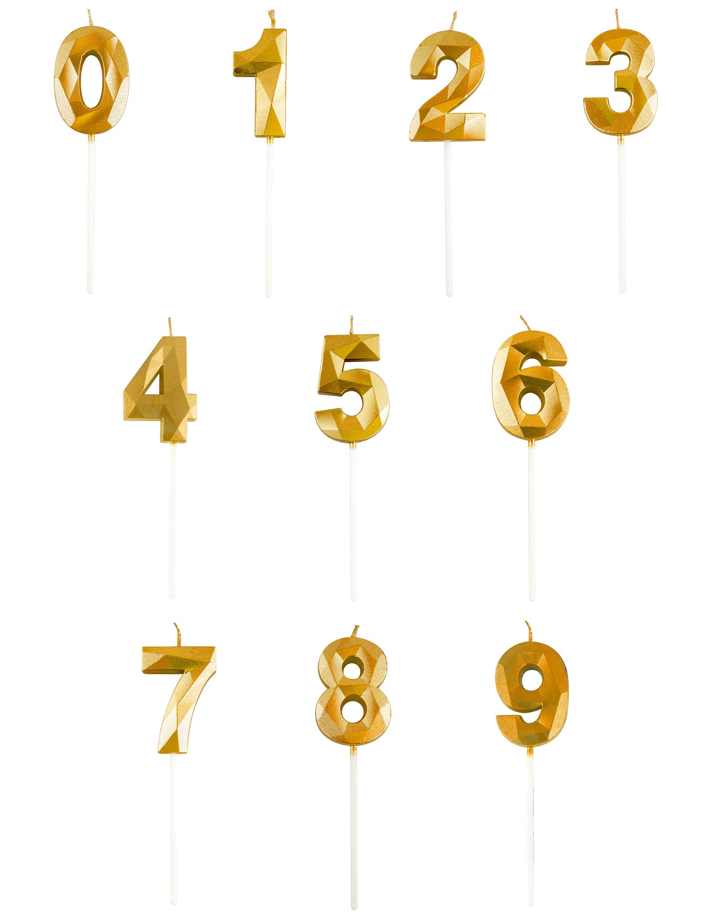 Arany számgyertya gyémánt hatással 5 cm születésnapra