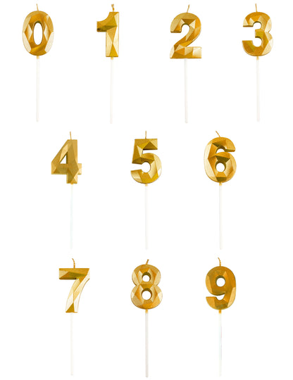 Arany számgyertya gyémánt hatással 5 cm születésnapra