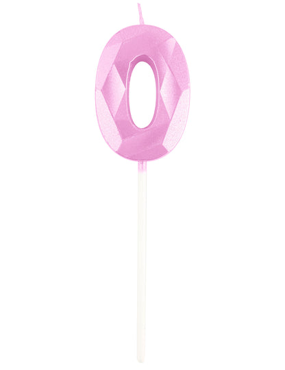 Bougie chiffre rose pastel effet diamant 5 cm pour anniversaire