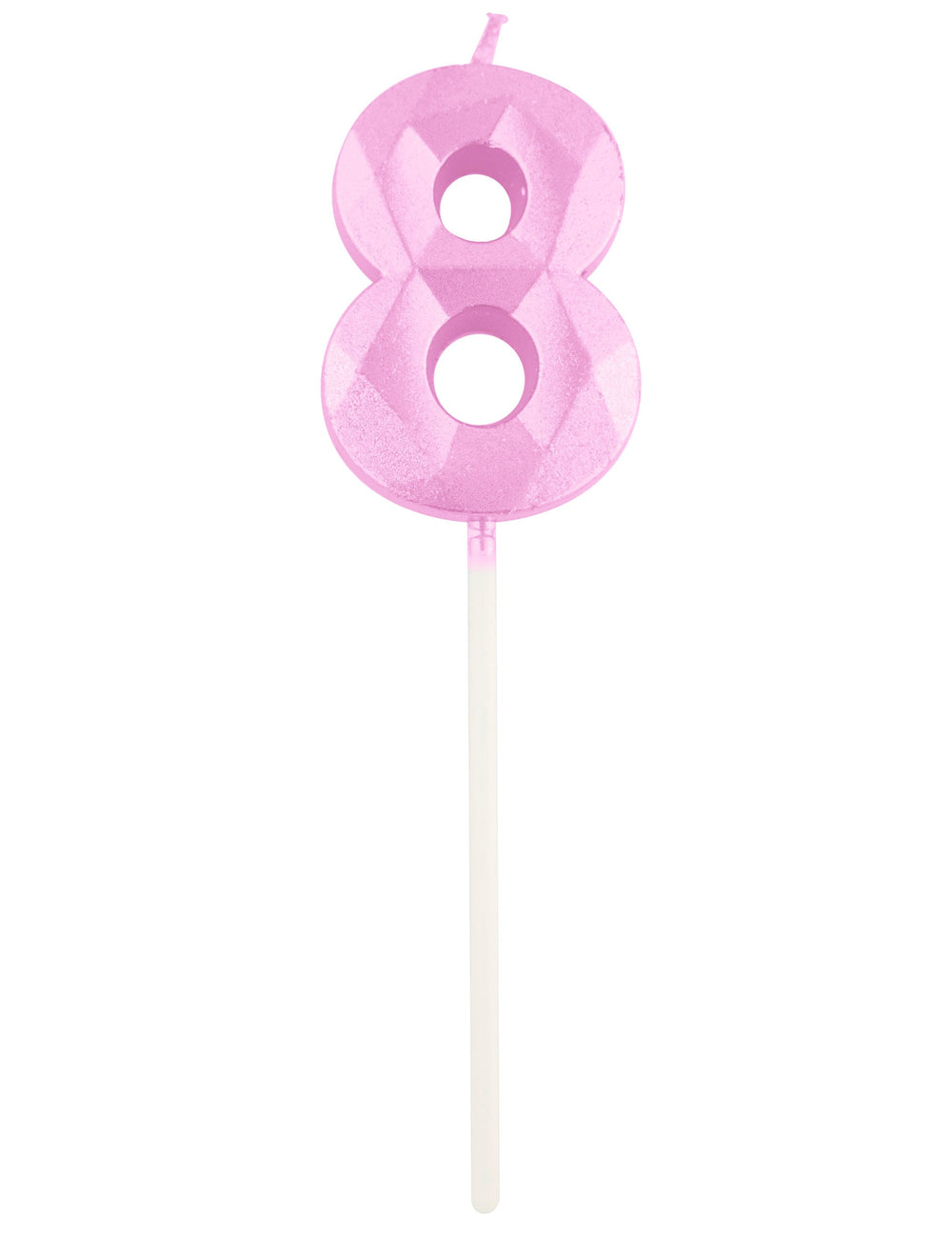 Bougie chiffre 8 pour anniversaire rose pastel effet diamant