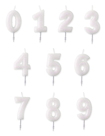 Fehér alak gyertya csillogó 6,5 cm -rel