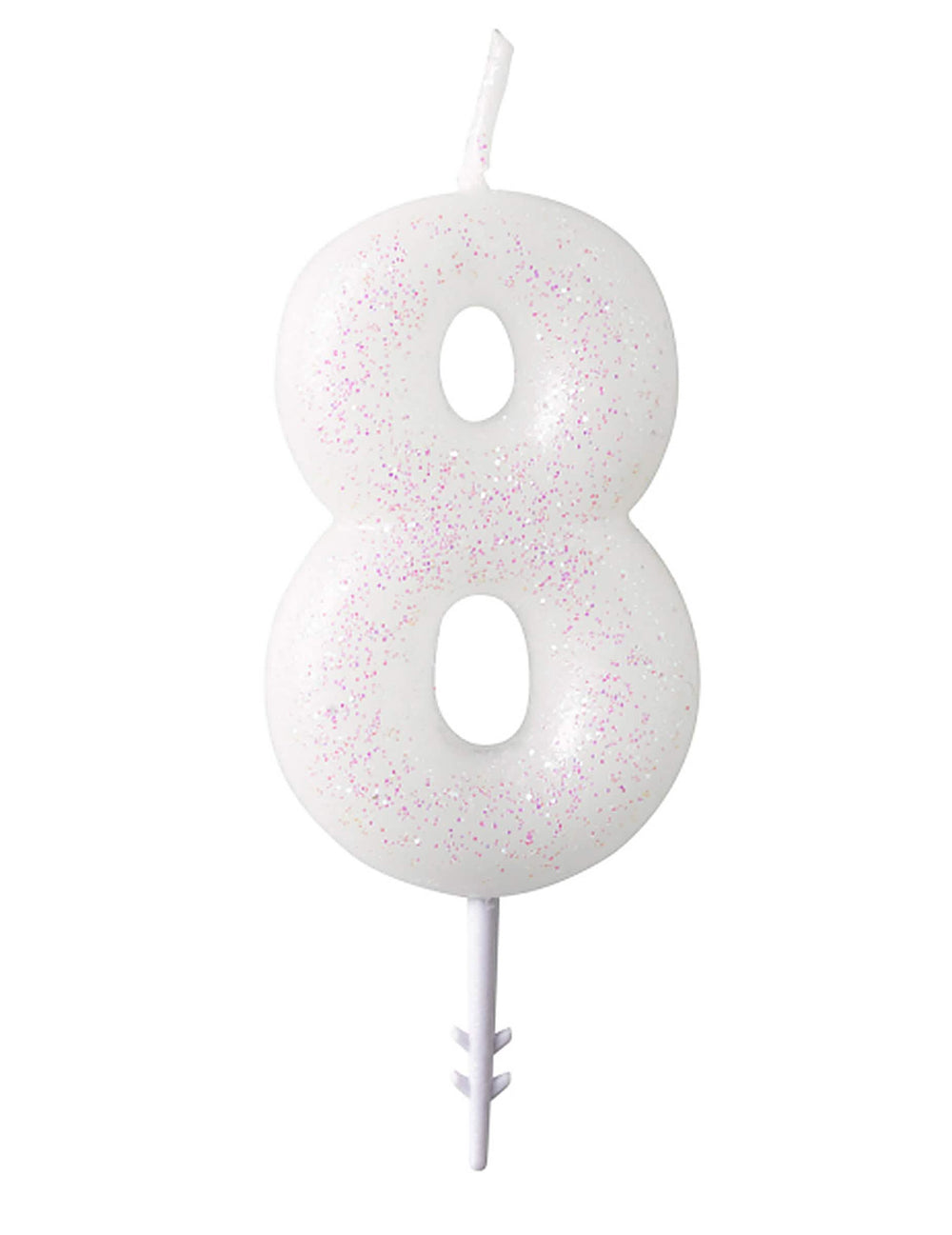8-as számú fehér, csillogó gyertyaszám