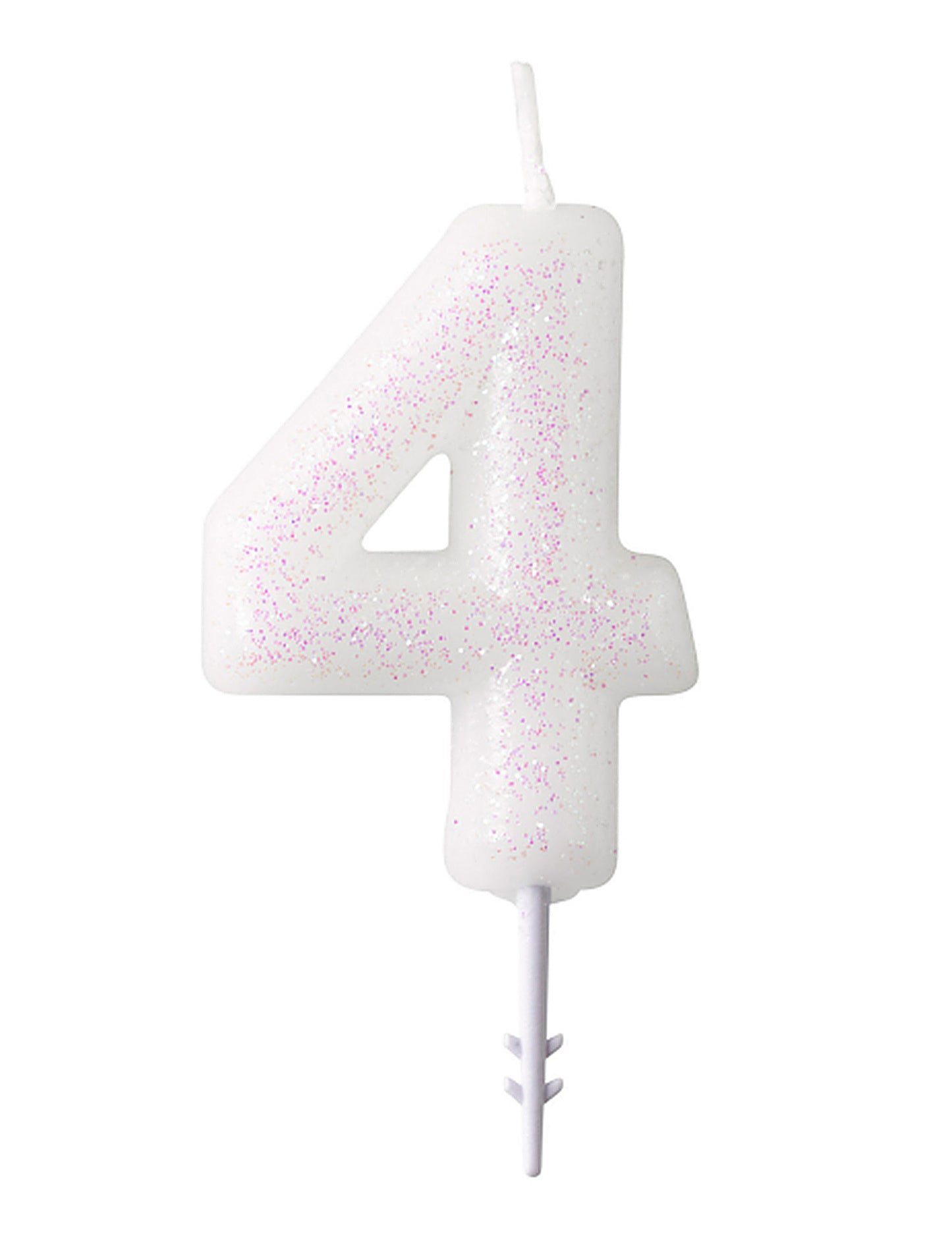 Fehér alak gyertya csillogó 6,5 cm -rel