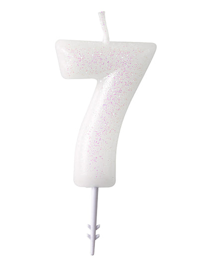 Fehér alak gyertya csillogó 6,5 cm -rel