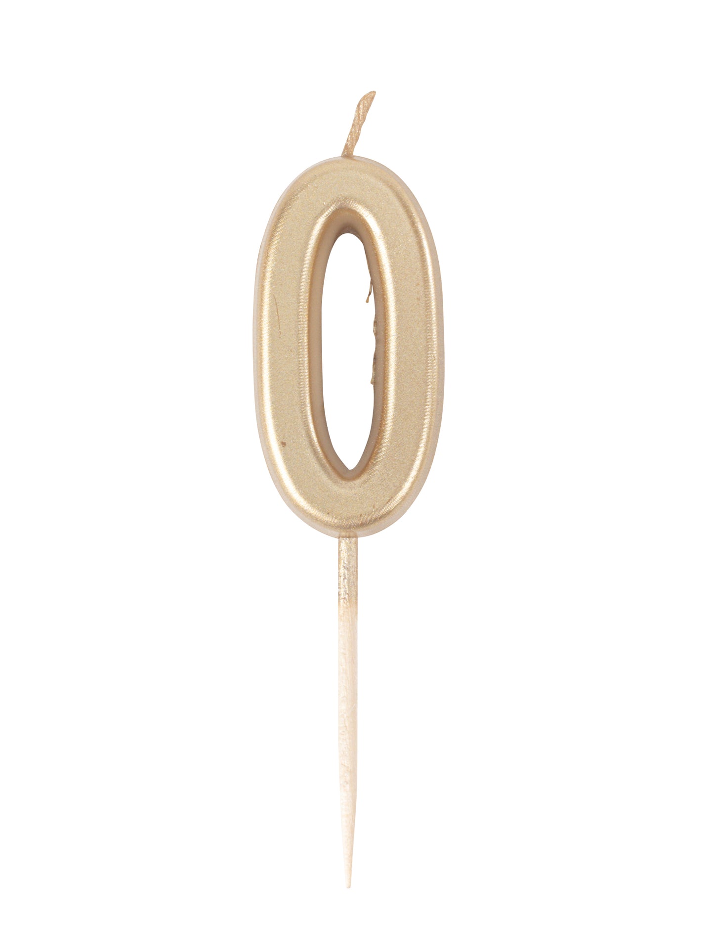 Metálarany 0-ás számú születésnapi gyertya 4.3 cm csúccsal