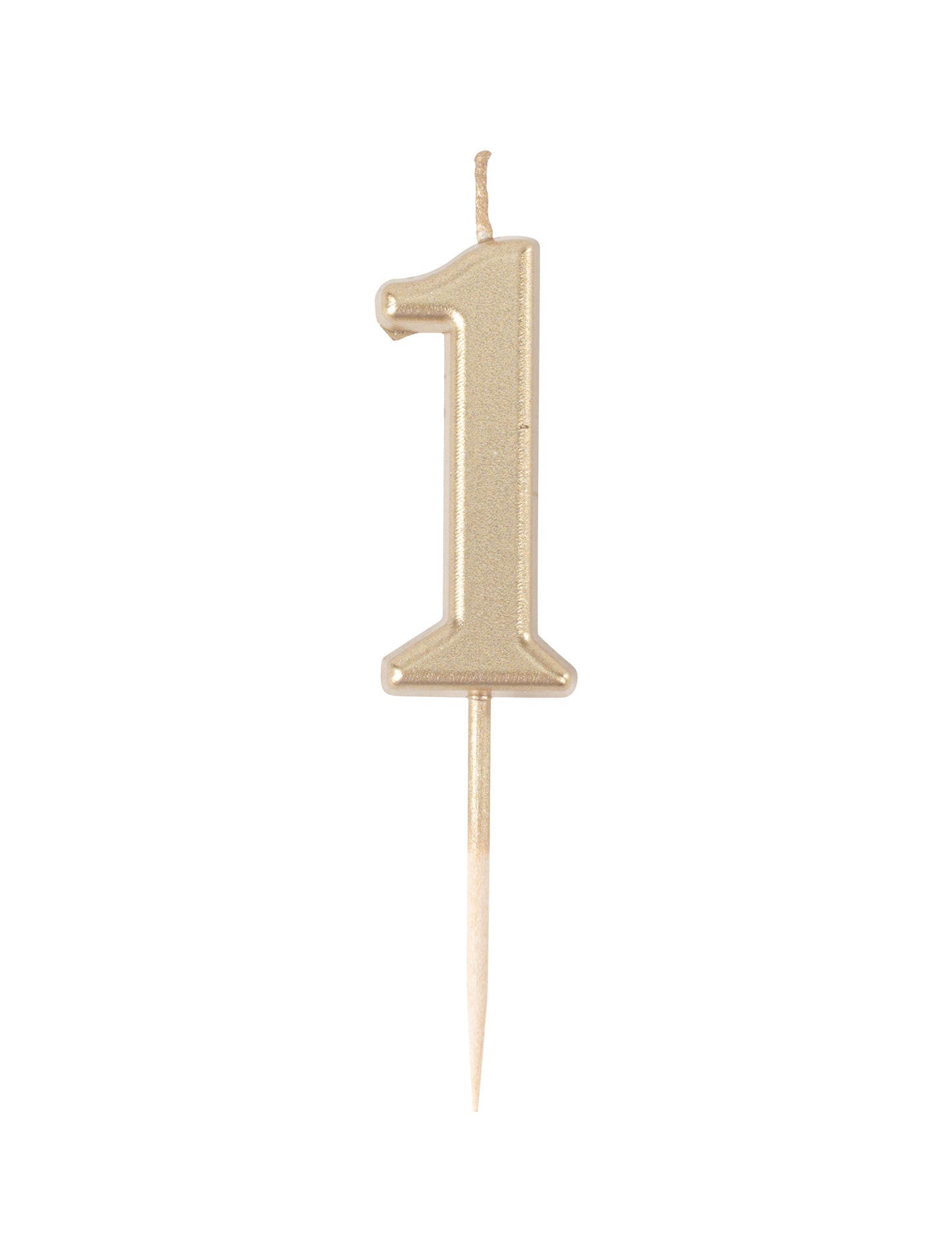 Metálarany 1-es számú születésnapi gyertya 4.3 cm csúccsal